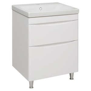 Комплект Тумба 60 2ящ на ножках эмаль + Раковина Moduo Белый Афина RUNO